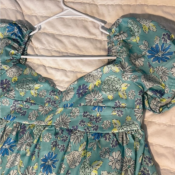 NWOT Floral Blue Boho A-line Dress - Picture 6 of 9